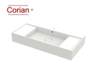Vasque lavabo design rectangulaire, suspendu ou à poser, Couleur blanc mat, Finition lisse, Solid-Surface Corian®, Taille : 100 x 49 x 15 cm - LIVRAISON OFFERTE